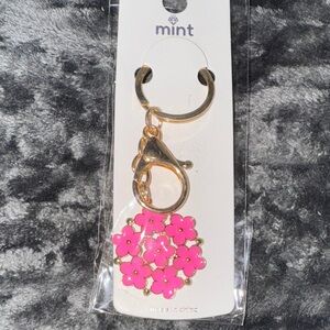 Gold & Pink Floral Keychain Bag Charm on sale $5